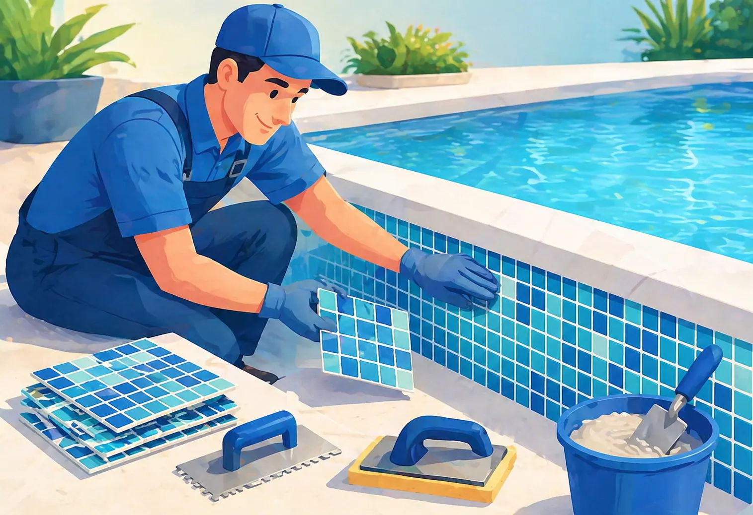 Instalación de mosaicos para piscina
